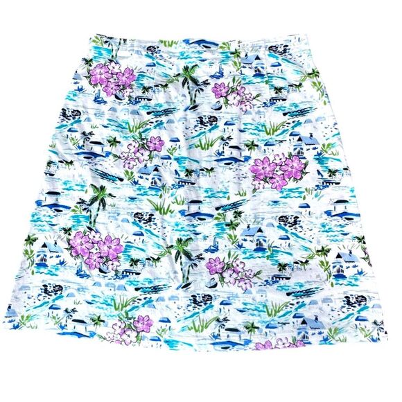 J.Jill Tropical Toile Print Easy Knit Seaside Vacation Skirt Size Small - Picture 3 of 8